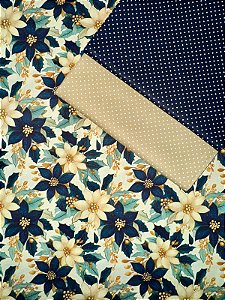 Kit TC136 Tricoline flores e festas azul