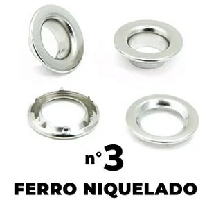 163 - Ilhós Nr. 3 com Arruela Garra Niquelado - 6 unidades