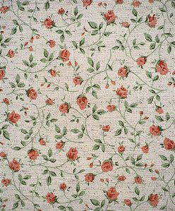 TC142 Tecido Cotton Linen Flores Laranja