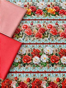 Kit BR327 Barrado Floral Coral