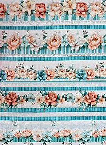 BR329 Barrado Floral Azul