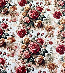 SJ001 Sarja Rosas Fundo Bege Hidrorrepelente