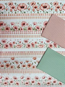 Kit BR330 Barrado Floral Rosa