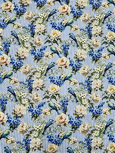 TC168 Tricoline Flores e Pássaros