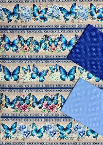 Kit BR335 Barrado Borboletas azul