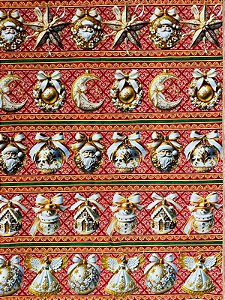 BR359 Barrado Bolas de Natal - Fundo Vermelho