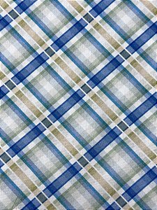 Tecido Tricoline Xadrez Blue Garden
