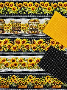 Kit BR363 Barrado Girassol Fundo Poá