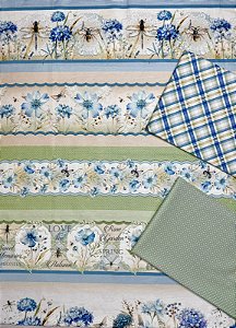 Kit BR362 Barrado Blue Garden Libélulas