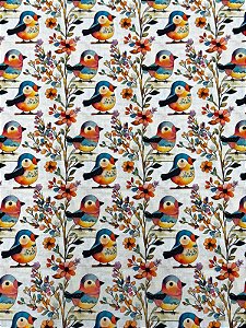 TC186 Tecido Pássaros no Bosque