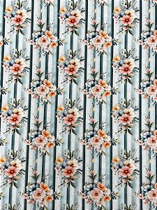 TC188 Tricoline Flores e Listras Elegance