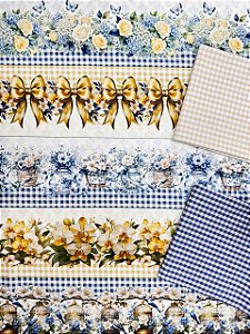 Kit BR368 Barrado Flores e Laços provençais