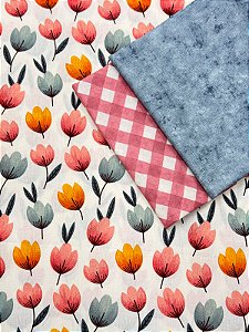 TC196- Kit Tricoline Tulipas Vintage