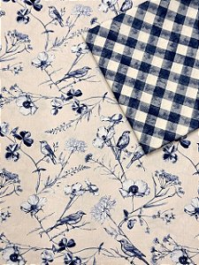 Kit TC198 Tricoline cantos florais azul