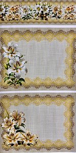 Jogo Americano em Sarja Lírios (4 peças) + 1 faixa de barrado