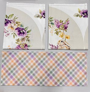 ( Kit 2 ) Capa p/ Sousplat Páscoa Agnus Dei Coelho + Capa p/ Sousplat Páscoa Agnus Dei borboletas + xadrez