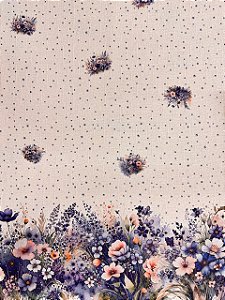 Flamê Estampado - Flores Azul (1m)