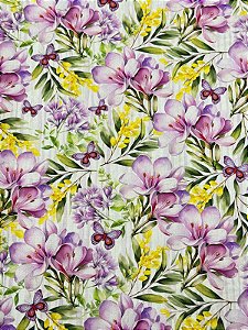 TC207 Tricoline Lírios com borboletas