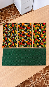 Kit TC209, TC210 e TC211 Tricoline Folhas, Flores e Abóboras 3D