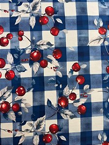 TC213 Tricoline Cerejas Fundo Xadrez
