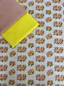 Kit TC214 Tricoline Flores e Limão