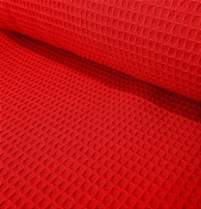 Tecido Favo Algodão -Vermelho