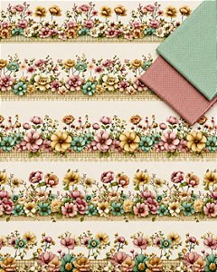 Kit BR424 Barrado Floral Pastel