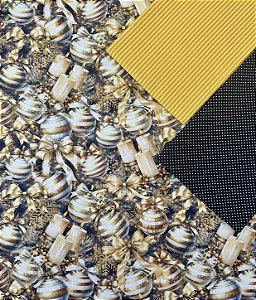 Kit TC263 Tricoline Natal Brilho Dourado