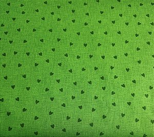 TC307 Tricoline Efeito Linho Coração Verde Folha