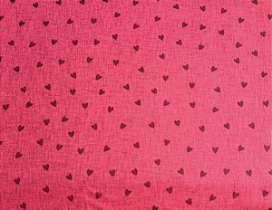 TC308 Tricoline Efeito Linho Coração Vermelho