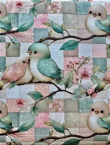 R02 - TC316 Tricoline Coleção Bird Patch - Passarinho Grande