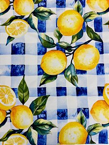 SJ025 Sarja Hidrorrepelente Coleção Lemon - Limão Fundo Xadrez Grande
