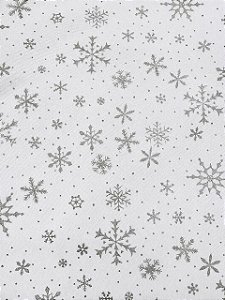 S08 - Toalha Natal - Oxford Branco com Prata
