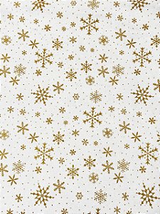 S09 - Toalha Natal - Oxford Champanhe com Dourado