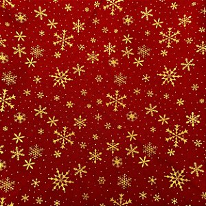 S11 - Toalha Natal - Oxford Vermelho Escuro com Dourado