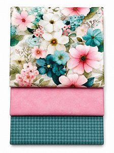 R03 - Kit TC317 Tricoline Coleção Bird Patch - Flores Grande