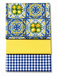 R05 - Kit TC289 Tricoline Azulejos e Limões
