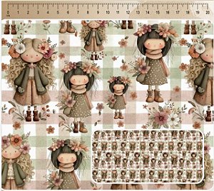R11 - TC322 Tricoline Coleção Cookies Girls - Xadrez Menor