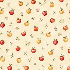 TC351 - Tricoline Coleção New Apple Maçãs e Flores