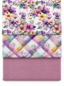 Kit TC365 Tricoline JV Garden Flores em Listras