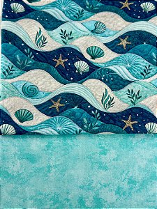 Kit TC385 - Tricoline Coleção Oceano - Ondas do Mar Verde