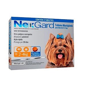 Antipulgas e Carrapatos Merial NexGard 11,3 mg para Cães de 2 a 4 kg - 3 Tabletes