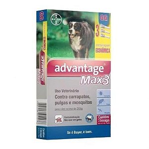 Combo Advantage Max3 4ml Bayer p/ Cães acima de 25 kg – 3 pipetas