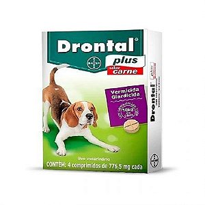 Vermífugo Drontal Plus p/ Cães até 10 kg - Sabor Carne 4 Comprimidos