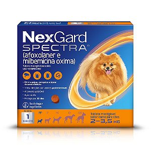 Nexgard Spectra Cães 2 A 3,5 Kg Antipulgas Carrapatos Sarnas
