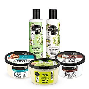 Kit Cronograma Capilar Essencial base Hidratação Organic Shop