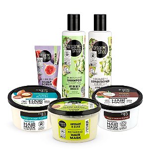 Kit Cronograma Capilar Premium base Hidratação Organic Shop
