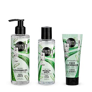 Kit Limpeza Facial Completa Organic Shop - Aloe Vera e Abacate