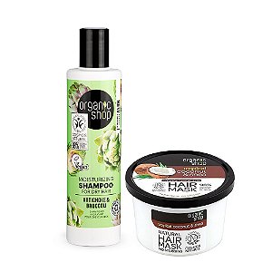 Kit shampoo e Máscara Cabelo Cacheado Organic Shop