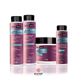 Kit Capilar Nanotech Ácido Hialurônico - Shampoo + Condicionador + Máscara + Leave-in